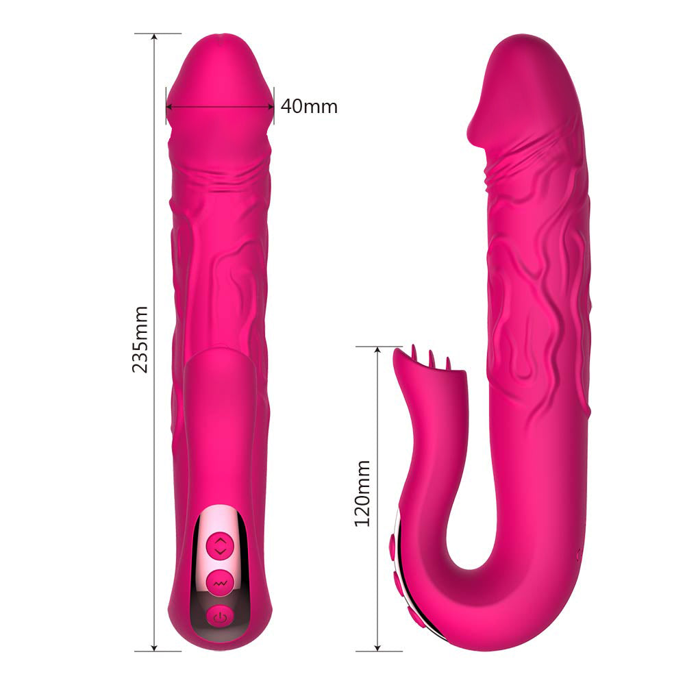 Telescopic Rotation Dildo G-spot Clitoris Sucker Vibrator - Adult Toys