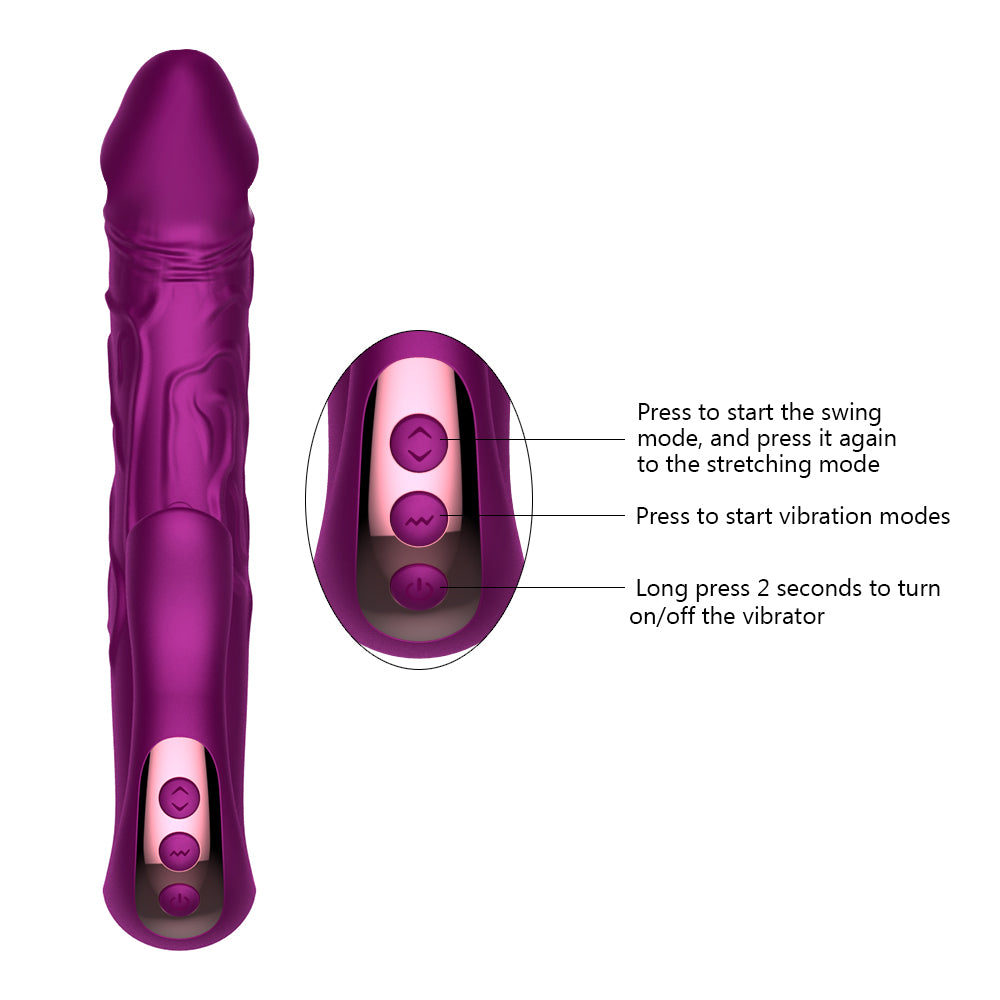 Telescopic Rotation Dildo G-spot Clitoris Sucker Vibrator - Adult Toys