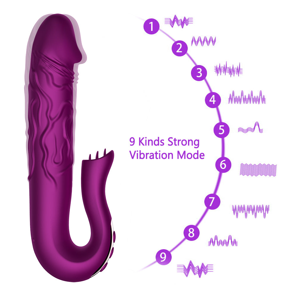 Telescopic Rotation Dildo G-spot Clitoris Sucker Vibrator - Adult Toys