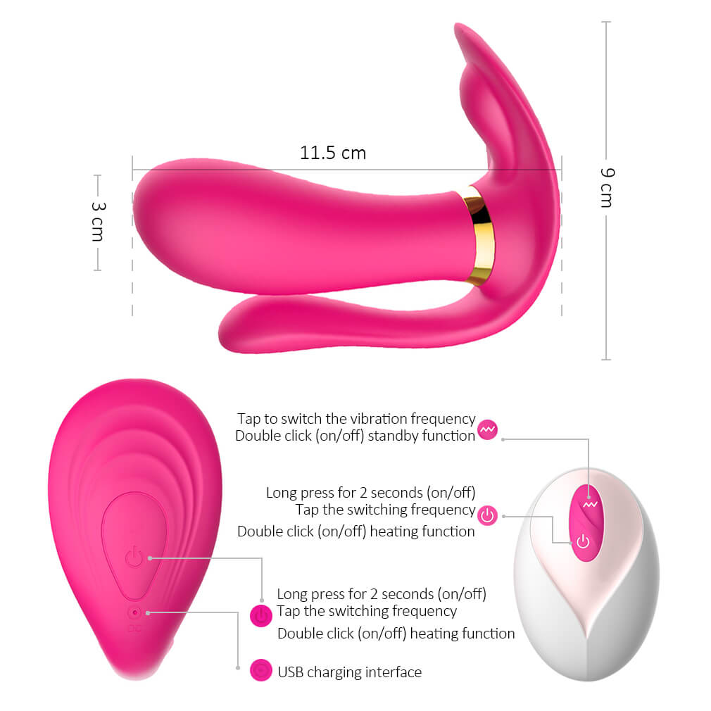 Silicone Heating G-spot Clitoris Stimulator Remote Control Vibrator - Adult Toys