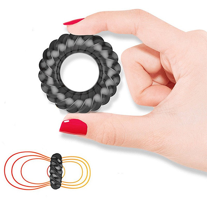 QUYUE 3D Spiral Penis Trainer Delay Ejaculation Tight Cock Ring - Adult Toys