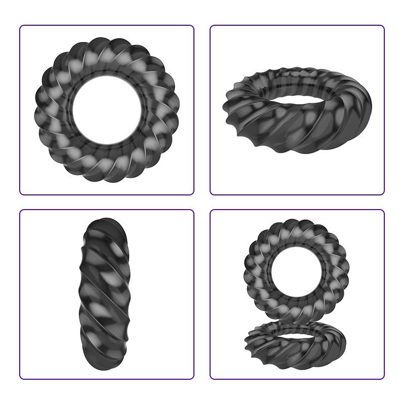 QUYUE 3D Spiral Penis Trainer Delay Ejaculation Tight Cock Ring - Adult Toys