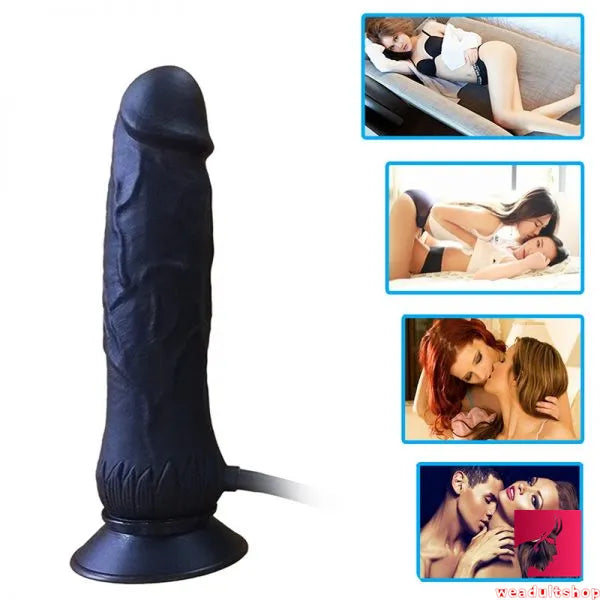 8.85in Top Quality Black Inflatable Dildo With Suction Cup