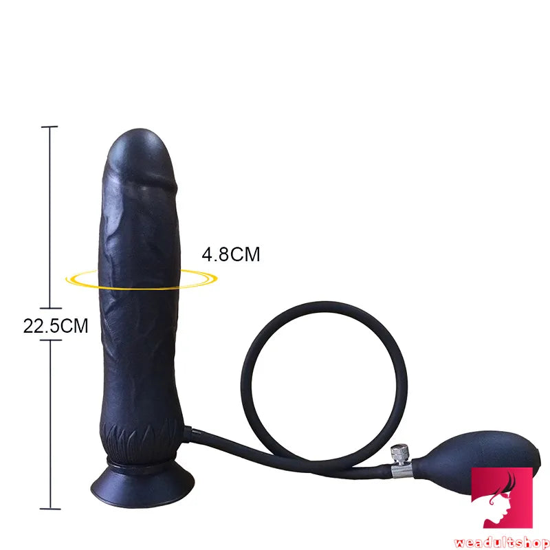 8.85in Top Quality Black Inflatable Dildo With Suction Cup