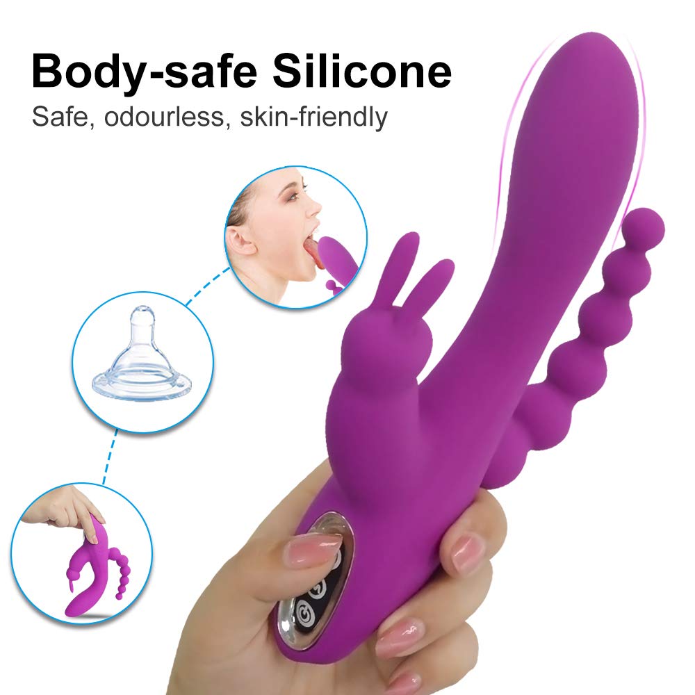 3In1 Massaging AV Wand Rabbit Vibrator With 6 Beads Female Toy - Adult Toys