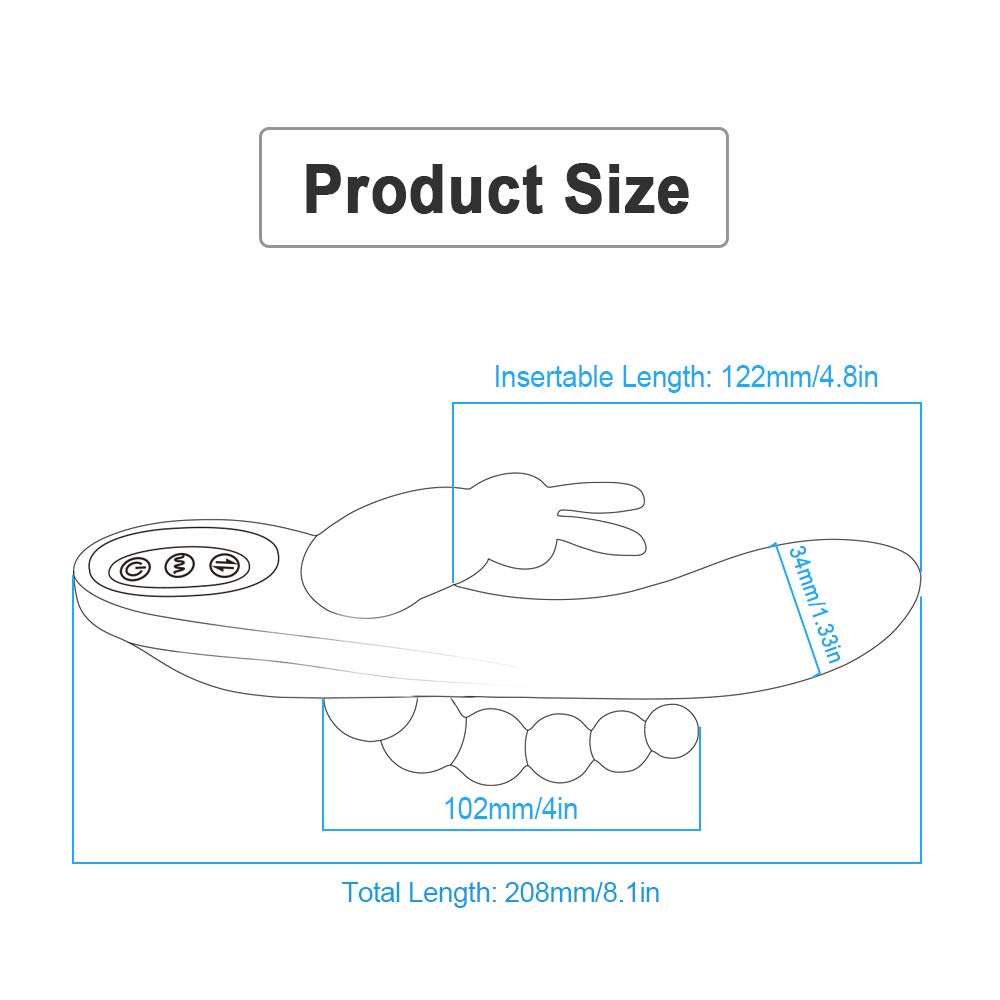 3In1 Massaging AV Wand Rabbit Vibrator With 6 Beads Female Toy - Adult Toys