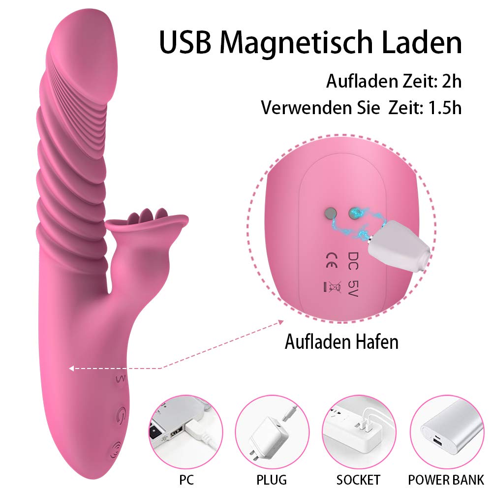 G-Spot Vibrator For Women Tongue Sucking Vibrating Dildo - Adult Toys