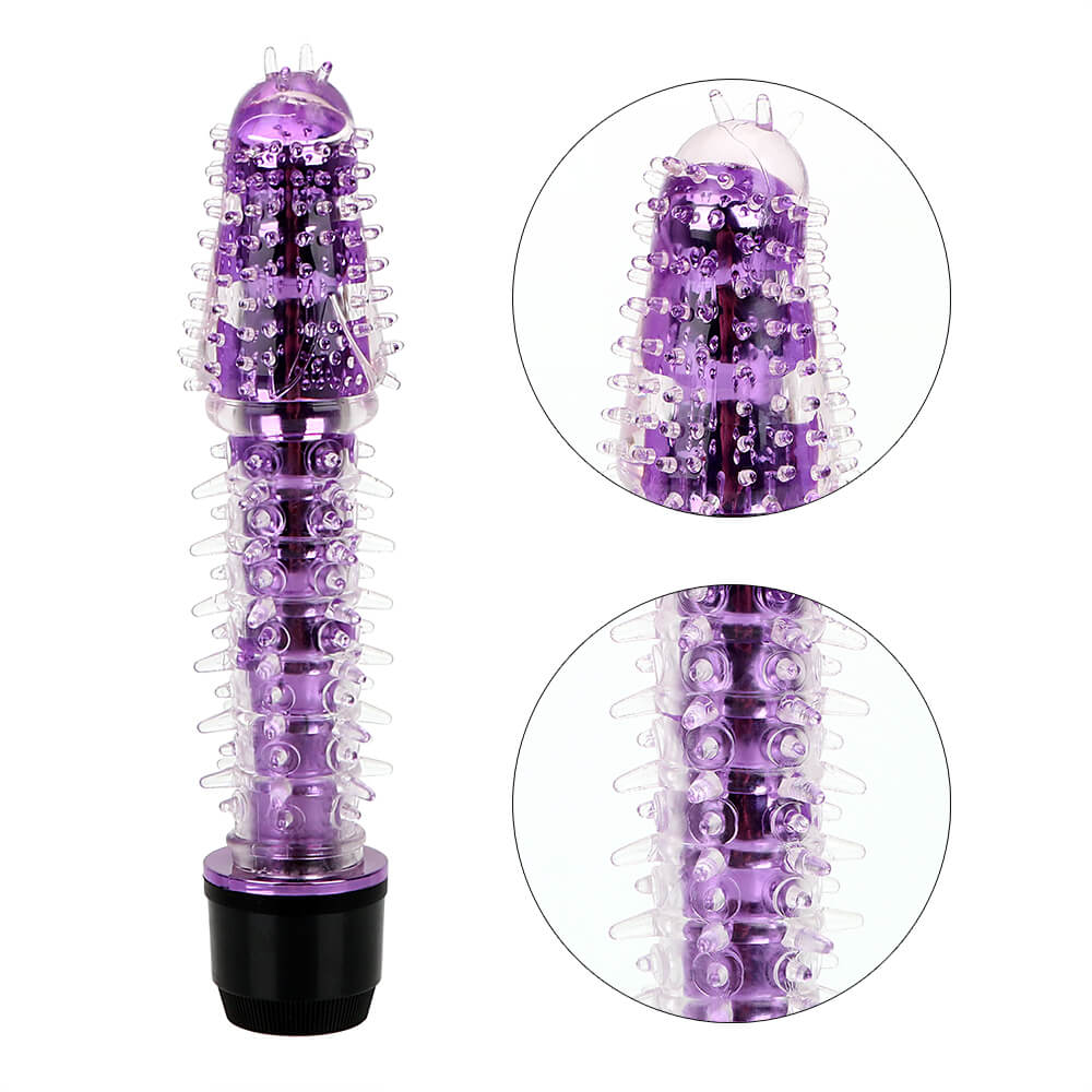 Crystal G-spot Clitoris Massage Vibrator With Soft Thorns AV Wand - Adult Toys