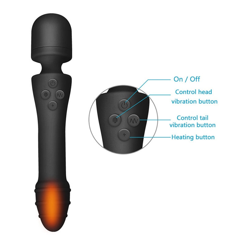 AV Wand Double Heads Waterproof Heating Vibrator Weadultshop