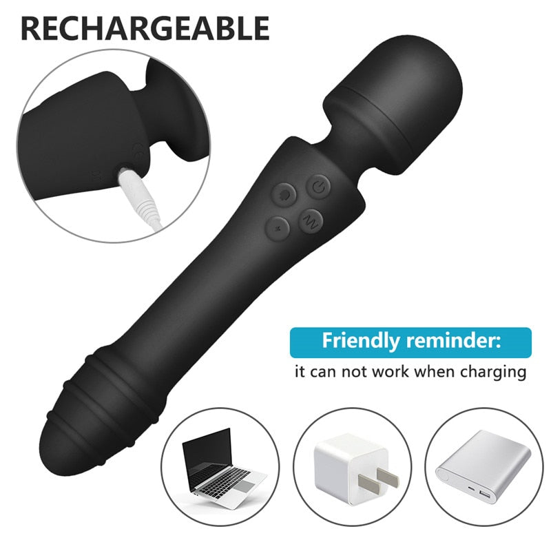 AV Wand Double Heads Waterproof Heating Vibrator Weadultshop