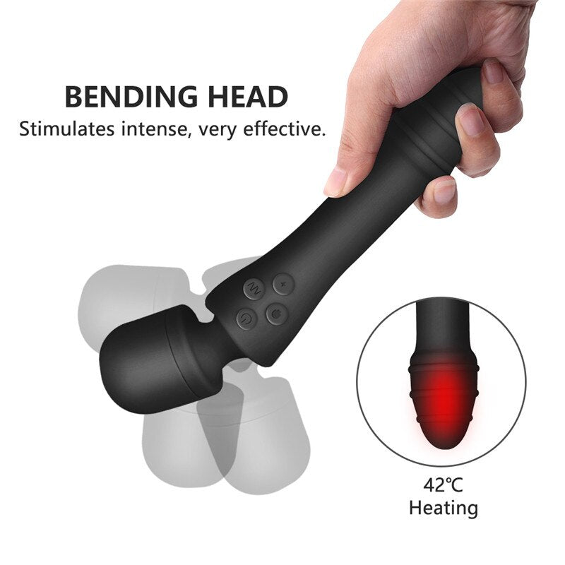 AV Wand Double Heads Waterproof Heating Vibrator Weadultshop