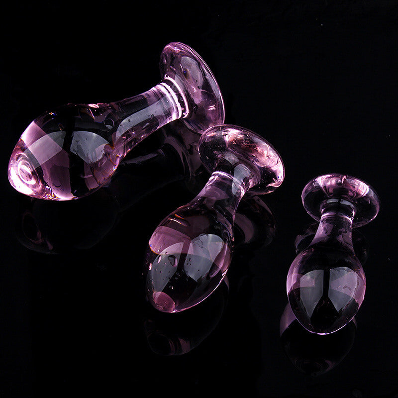 Transparent Crystal Glass Pink Anal Plug For Masturbation weadultshop