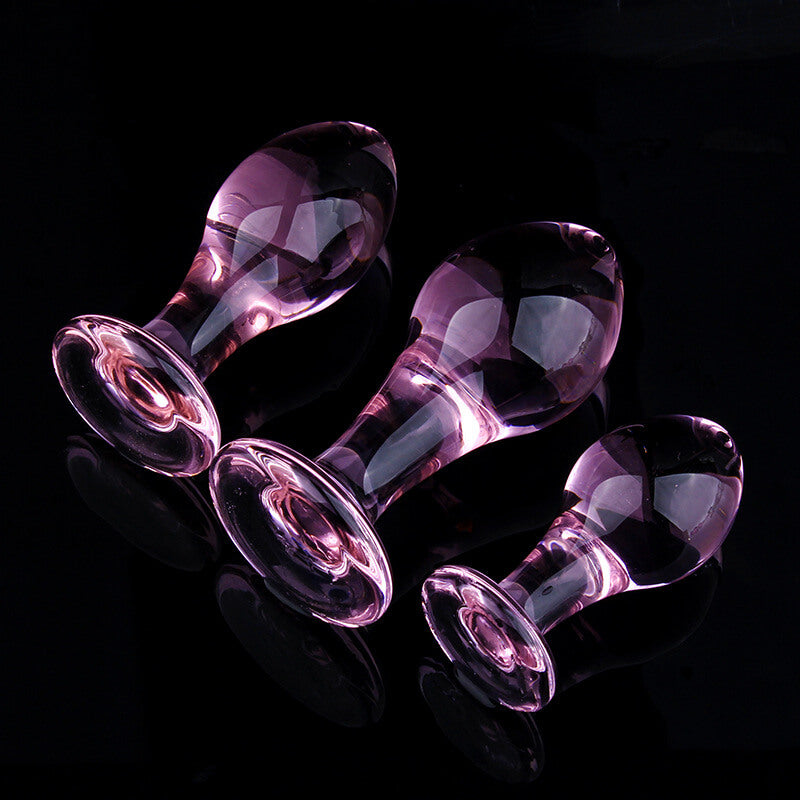 Transparent Crystal Glass Pink Anal Plug For Masturbation weadultshop