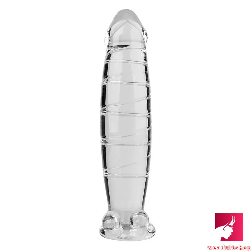 befriedigenden 7.36in Thick Glass Dildo With Sucker For Men Anal Masturbation
