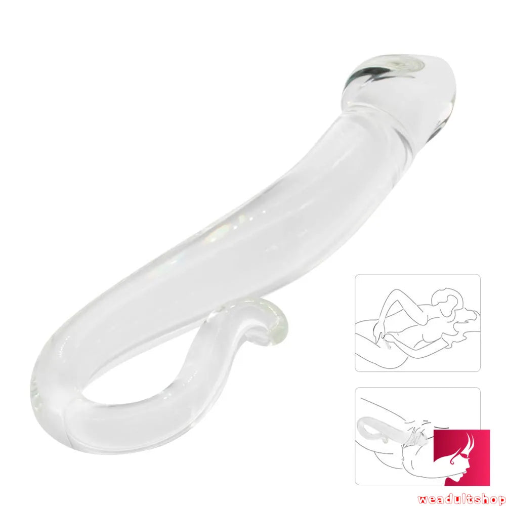 6.61in Glass Penis Dildo With Anal Hook For Women Fucking