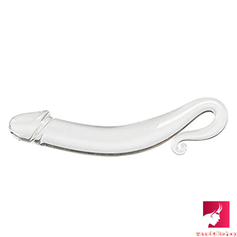 6.61in Glass Penis Dildo With Anal Hook For Women Fucking