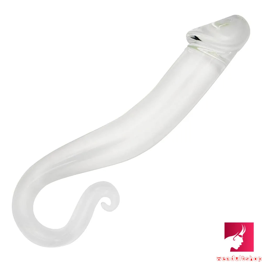 6.61in Glass Penis Dildo With Anal Hook For Women Fucking