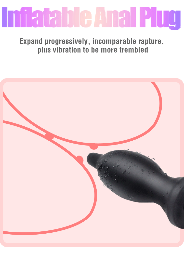 Vibration Inflatable Anal Plug Silicone Backyard Expansion SM Toy - Adult Toys