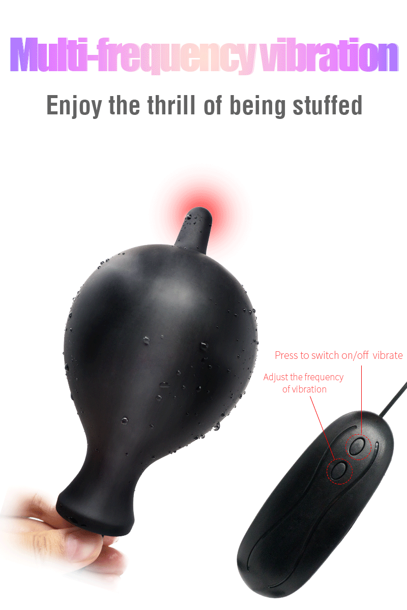 Vibration Inflatable Anal Plug Silicone Backyard Expansion SM Toy - Adult Toys