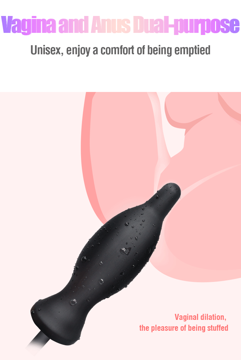 Vibration Inflatable Anal Plug Silicone Backyard Expansion SM Toy - Adult Toys