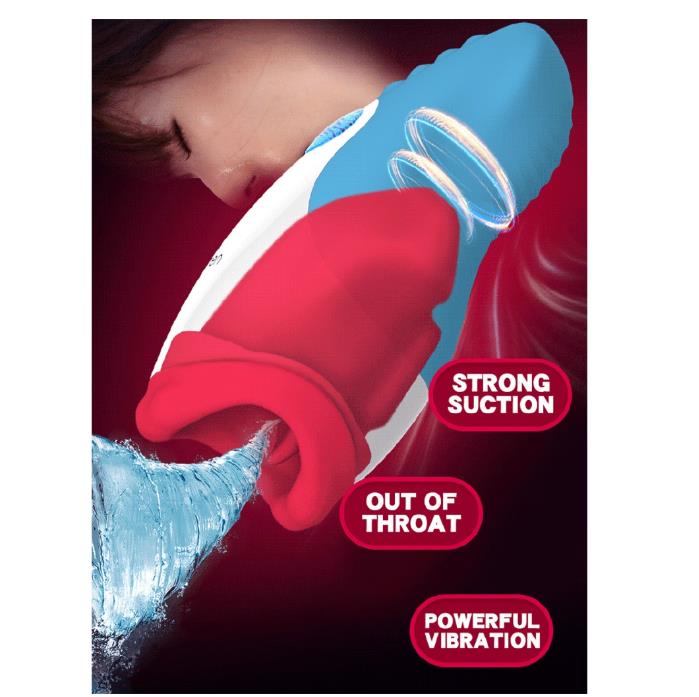 Leten Heating Thrusting Electric Tongue Suck Lick Male Masturbator - Adult Toys