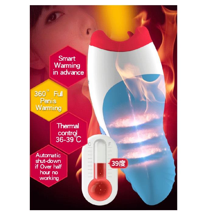 Leten Heating Thrusting Electric Tongue Suck Lick Male Masturbator - Adult Toys