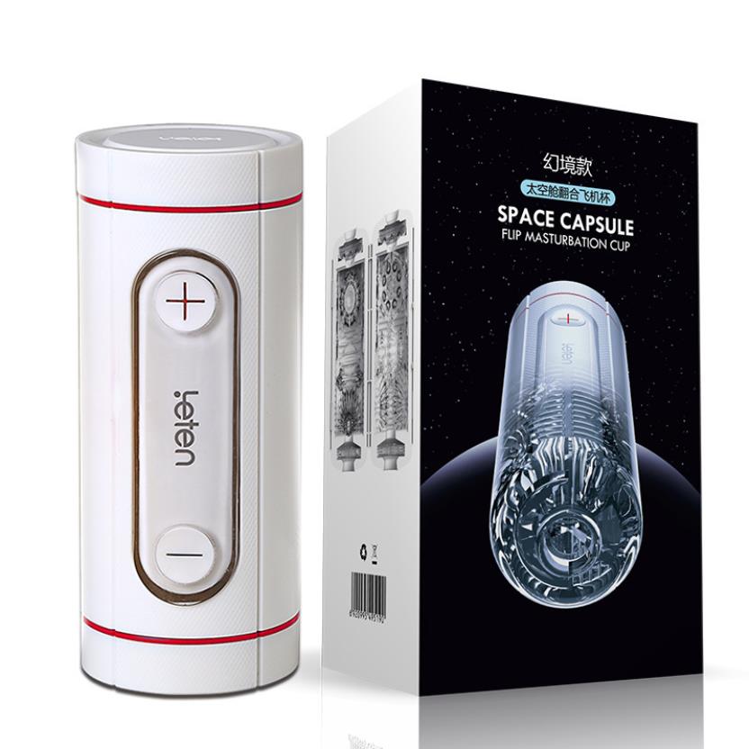 Leten Space Capsule Flip Dual Holes Manual Masturbation Cup - Adult Toys