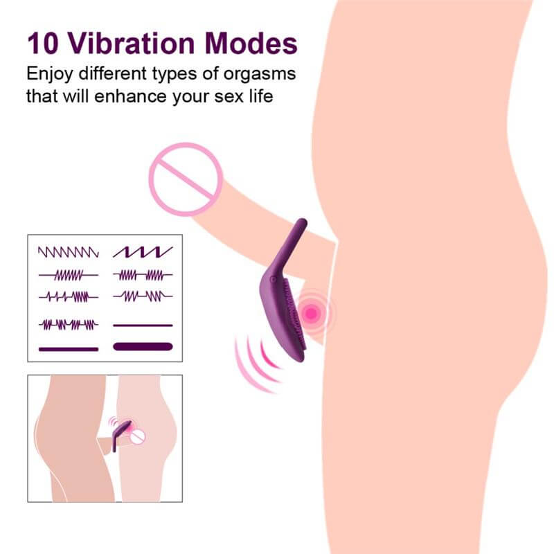 10 Frequency Clit Stimulation Penis Ring Vibrator Sex Toy
