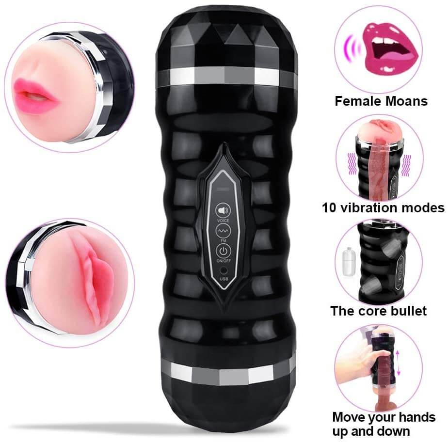 Male Masturbator Electronic Voice Oral Pocket Pussy - Adult Toys