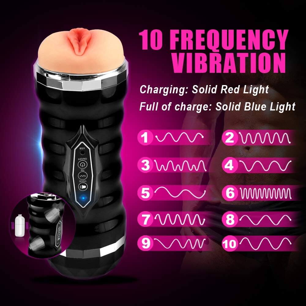 Male Masturbator Electronic Voice Oral Pocket Pussy - Adult Toys