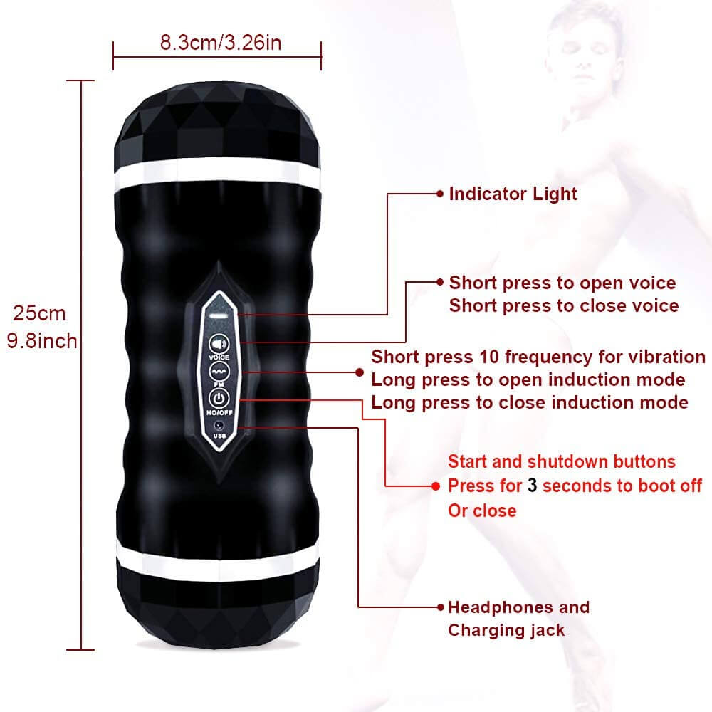 Male Masturbator Electronic Voice Oral Pocket Pussy - Adult Toys