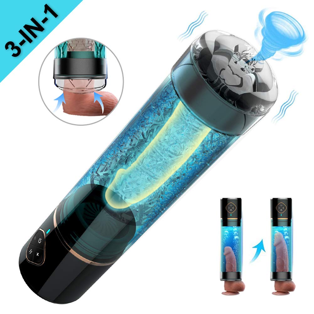 Rechargeable Penis Enlargement Male Masturbator Water Bath Air Vacuum Pump - Adult Toys