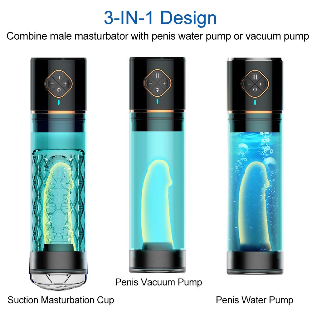 Rechargeable Penis Enlargement Male Masturbator Water Bath Air Vacuum Pump - Adult Toys