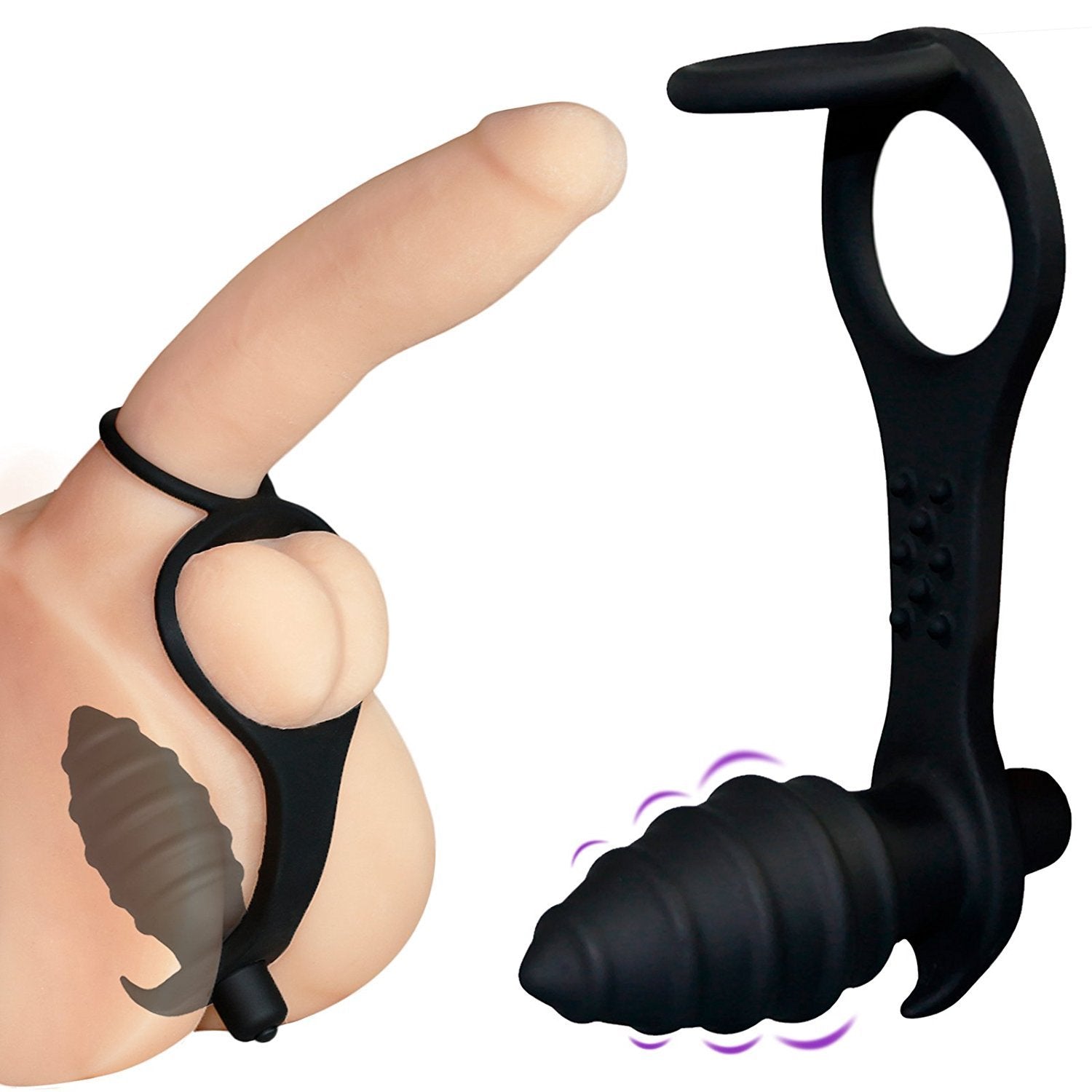 Double Rings Prostate Massager Waterproof Butt Plug - Adult Toys