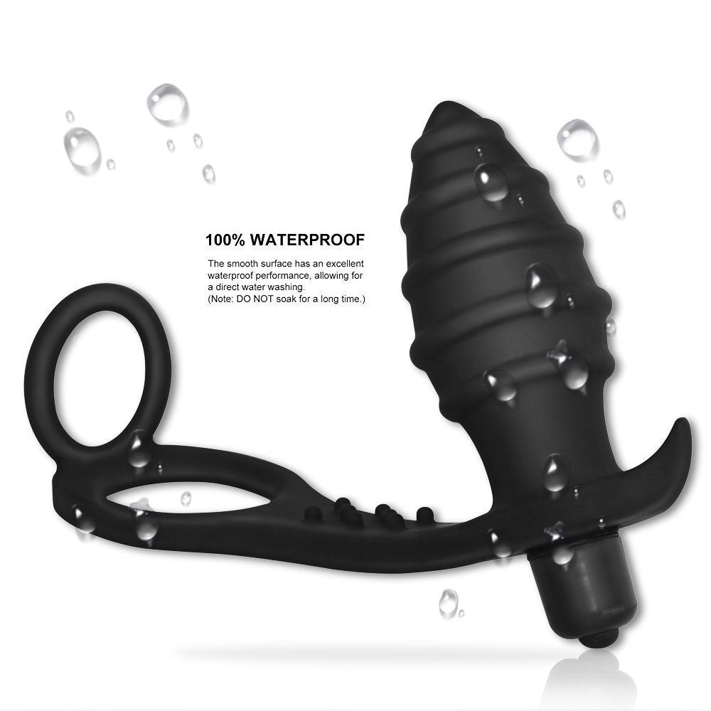 Double Rings Prostate Massager Waterproof Butt Plug - Adult Toys
