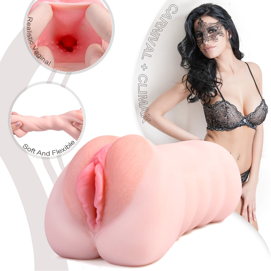 Realistic Vagina Male Masturbators Cup Built In Cock Ring Pocket Pussy - Adult Toys
