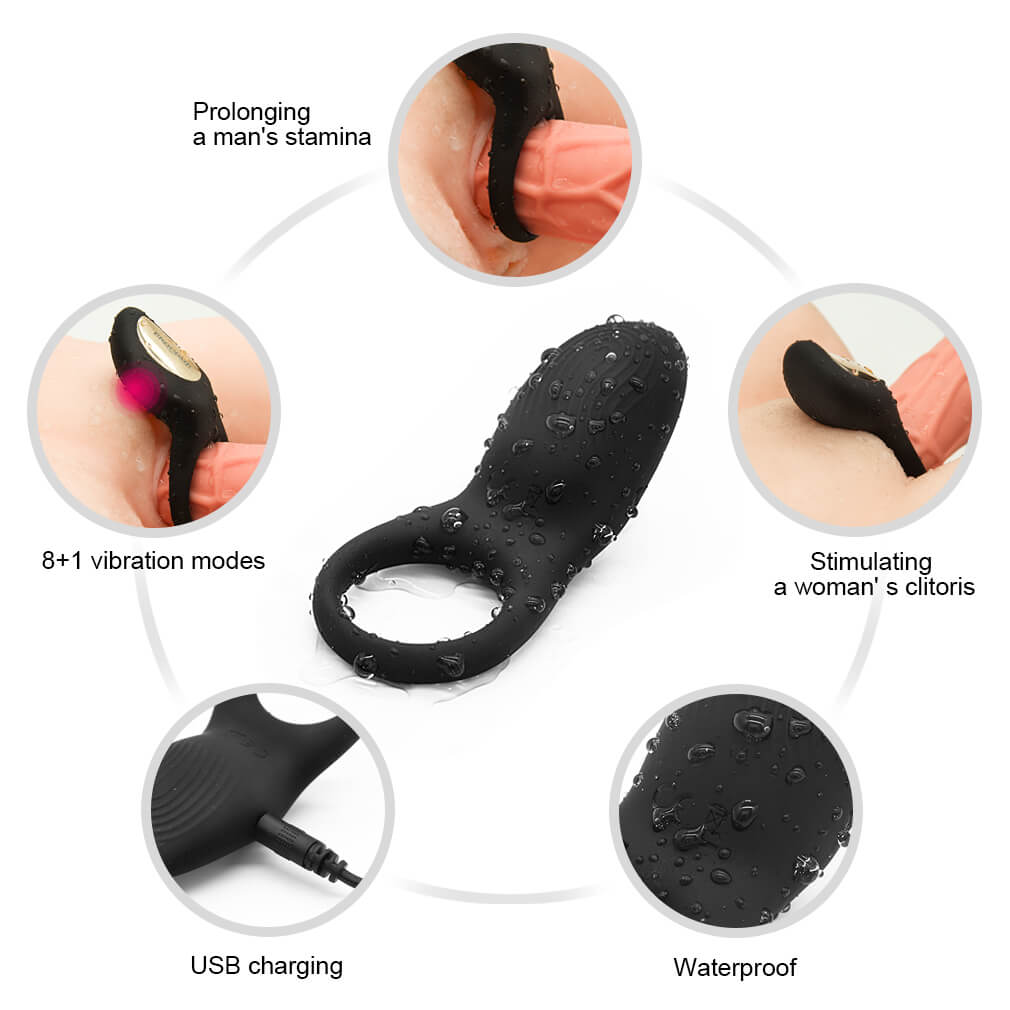 Multiple Vibrating Remote Control Penis Ring Clitoris Stimulator - Adult Toys