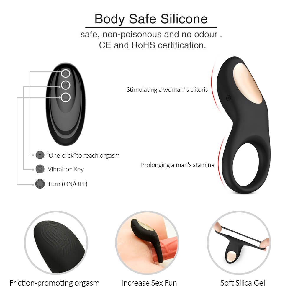 Multiple Vibrating Remote Control Penis Ring Clitoris Stimulator - Adult Toys