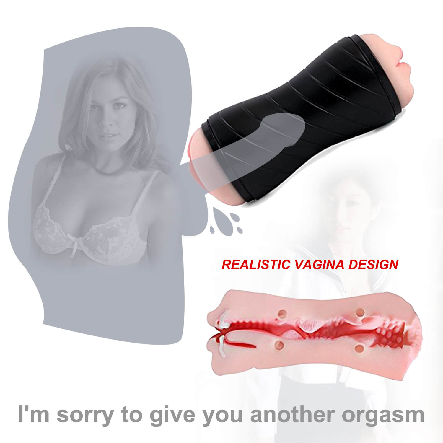 Dual Use Vagina Mouth Masturbator Realistic 3D Deep Throat Sex Toy - Adult Toys