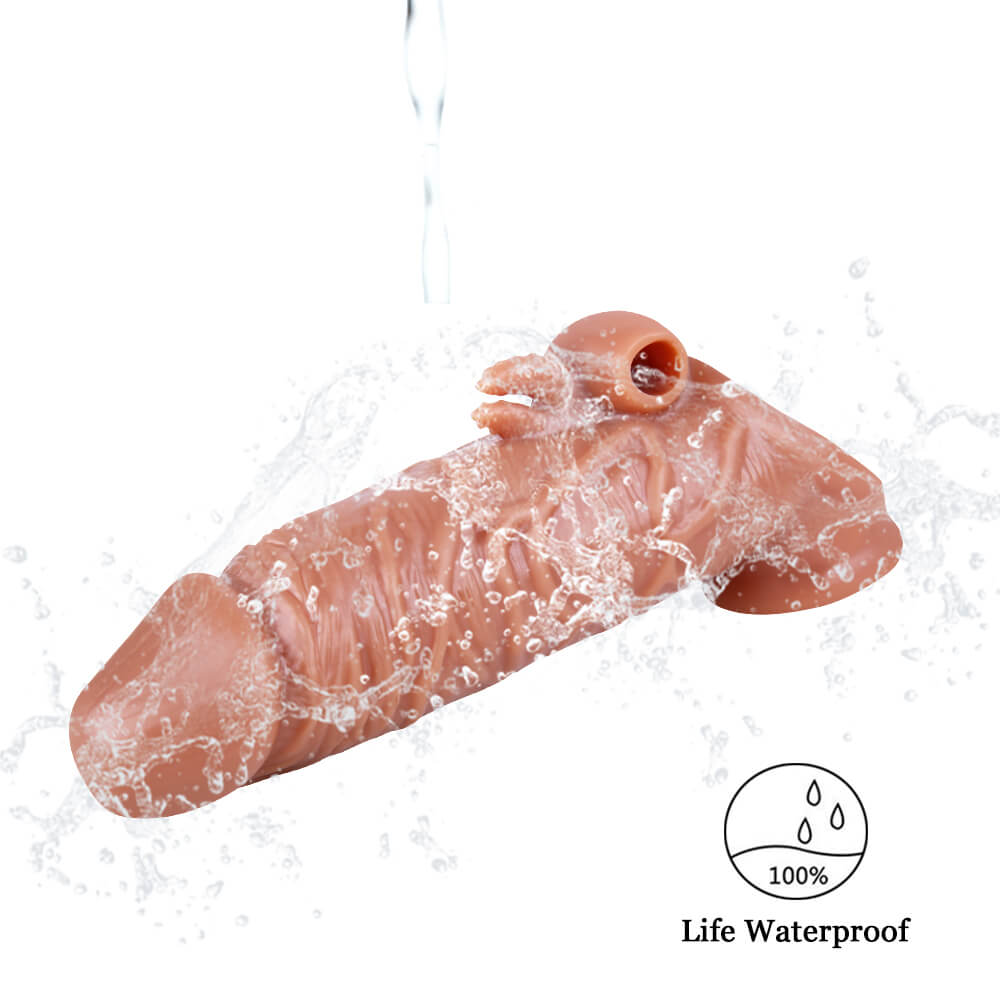 6.69in Realistic Cock Extender Sleeve Vibrating TPE Sex Toy For Men