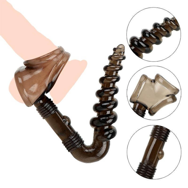Silicone Penis Ring Ball Stretcher Sex Toy With Anal Beads Silicone Penis Ring Ball Stretcher Sex Toy With Anal Beads
