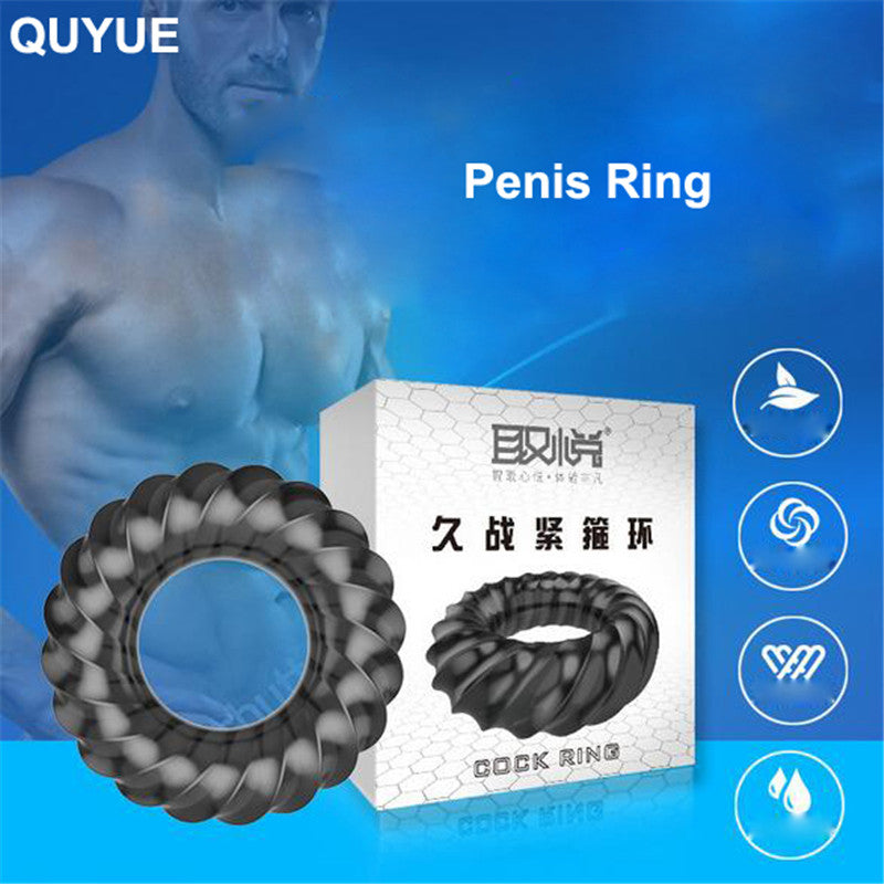 QUYUE 3D Spiral Penis Trainer Delay Ejaculation Tight Cock Ring - Adult Toys