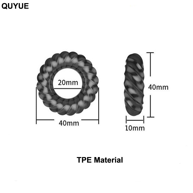 QUYUE 3D Spiral Penis Trainer Delay Ejaculation Tight Cock Ring - Adult Toys