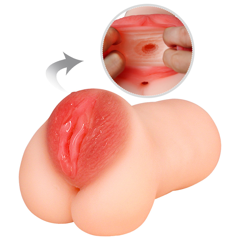 3D Double Hole Vagina Anus Pocket Pussy Waterproof Sucking Penis Adult Toy - Adult Toys