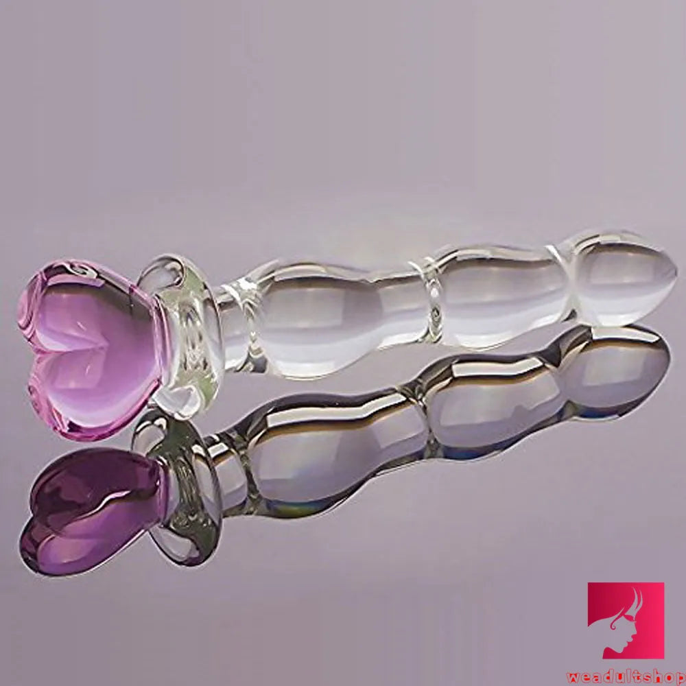 8.27in Cute Heart Design Head Glass Wand Dildo For G Spot