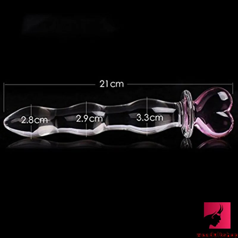 8.27in Cute Heart Design Head Glass Wand Dildo For G Spot