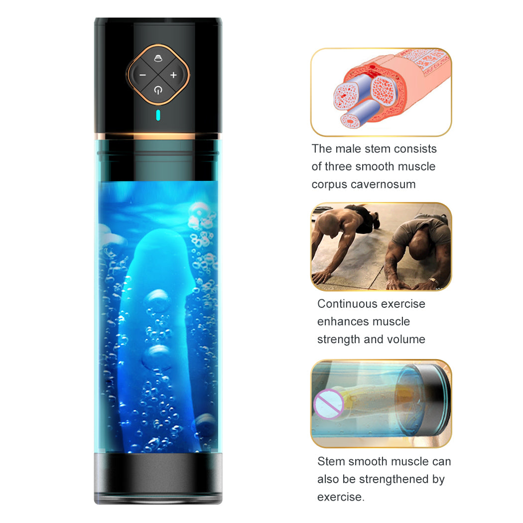 Rechargeable Penis Enlargement Male Masturbator Water Bath Air Vacuum Pump - Adult Toys
