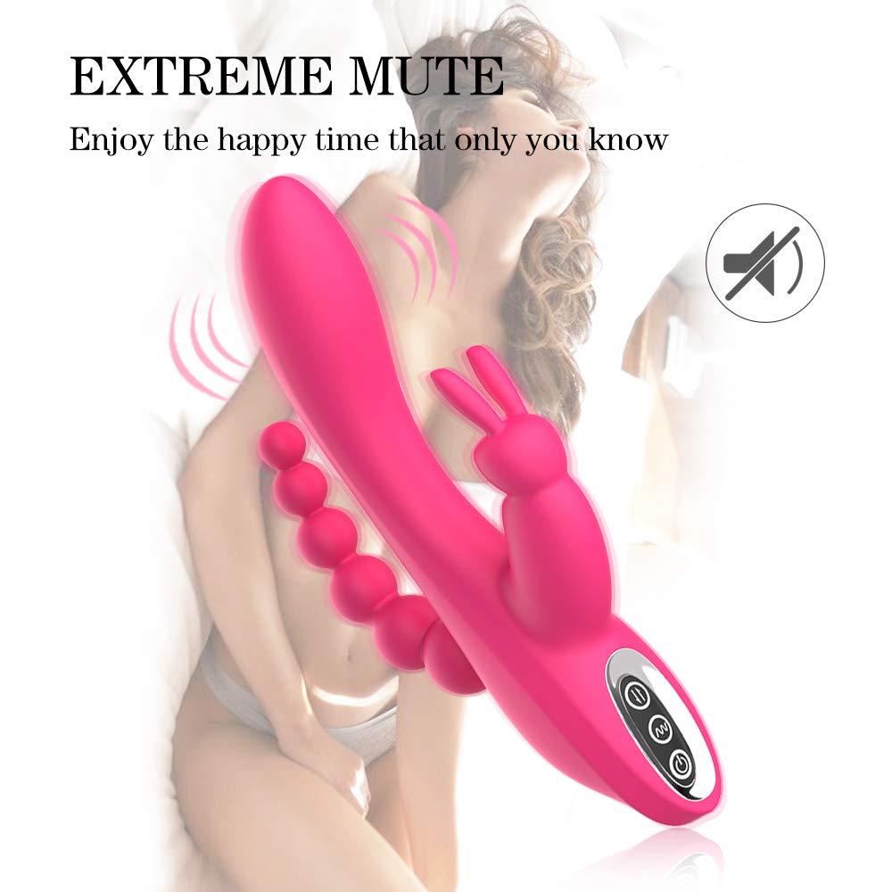 3In1 Massaging AV Wand Rabbit Vibrator With 6 Beads Female Toy - Adult Toys