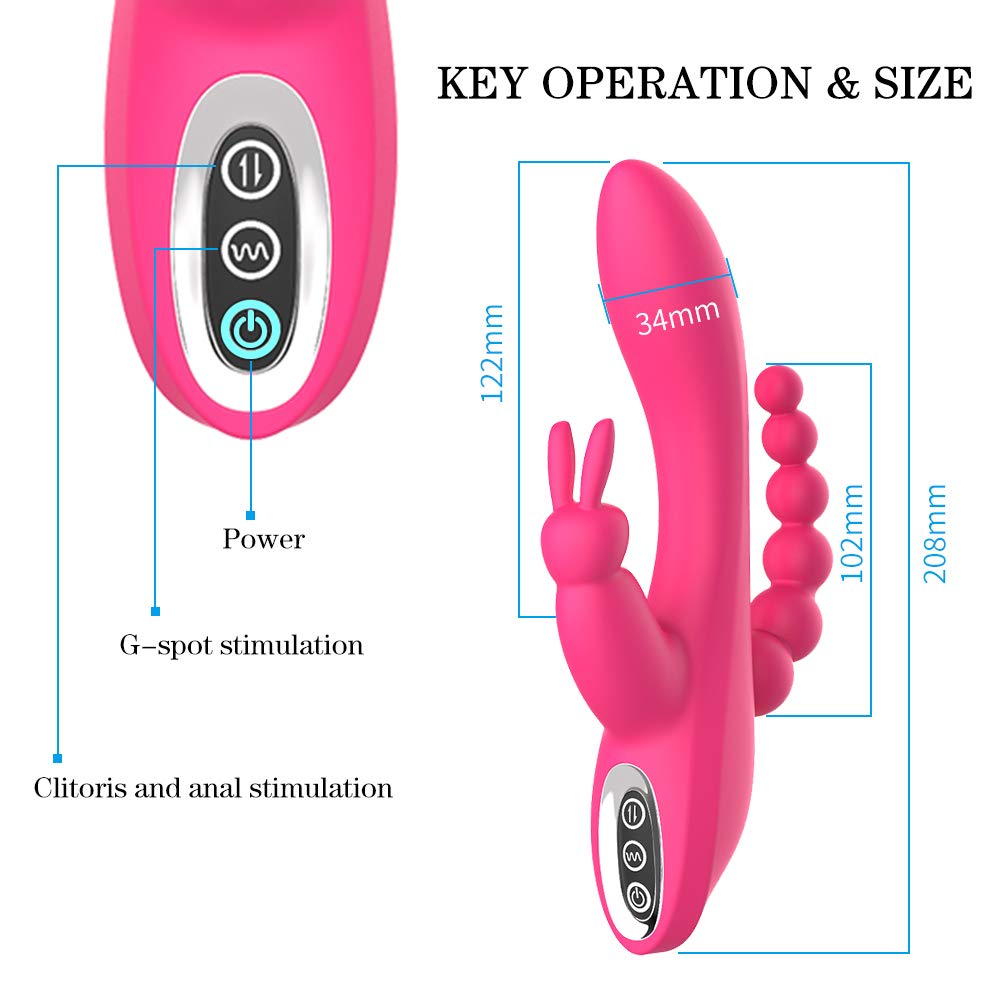 3In1 Massaging AV Wand Rabbit Vibrator With 6 Beads Female Toy - Adult Toys