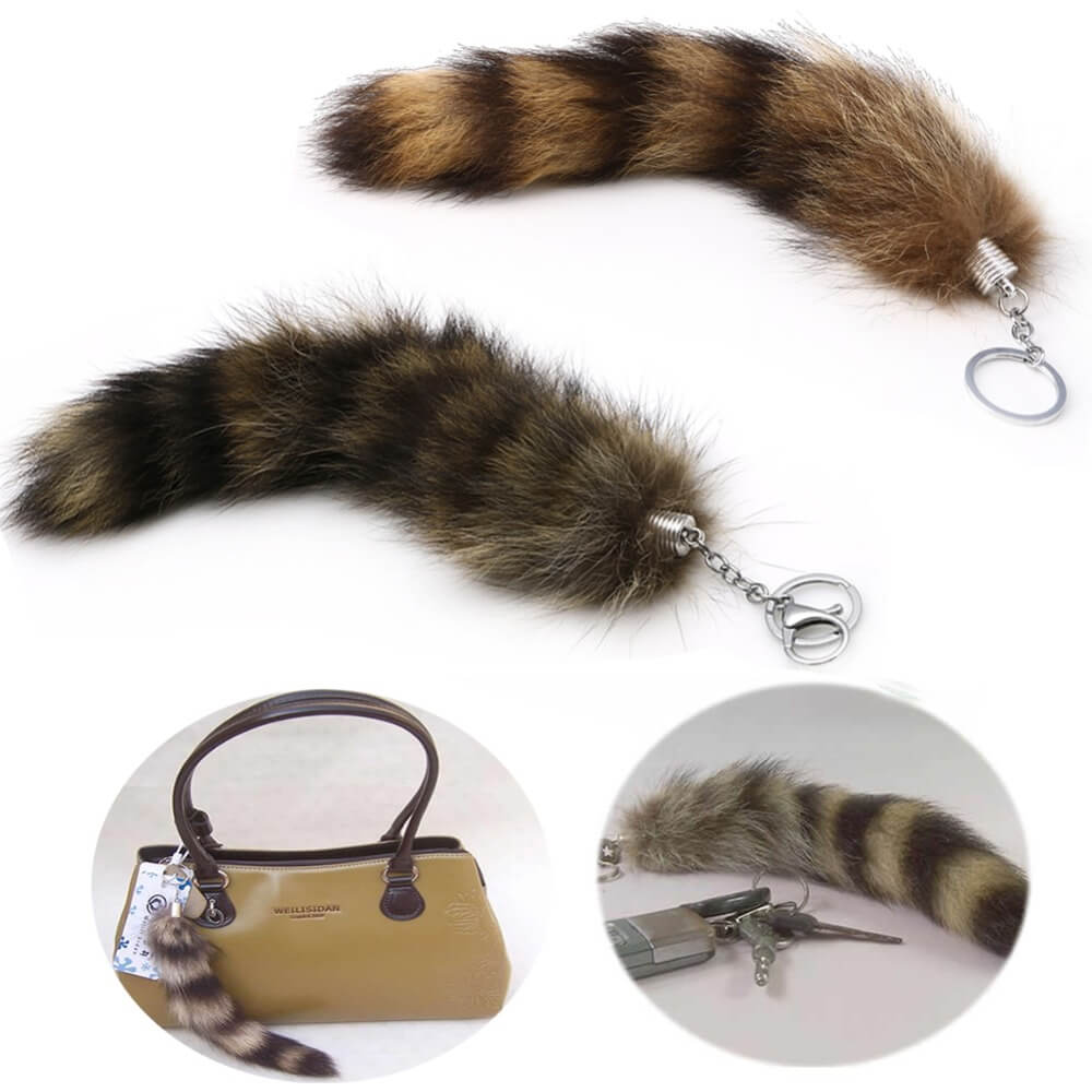 Raccoon Coat Butt Plug Tails Key Ring Chain For Sale weadultshop
